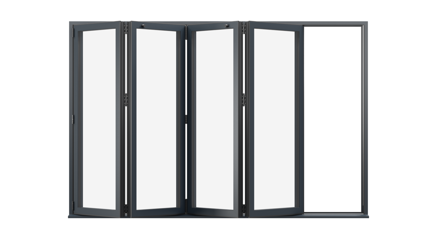 Open View - Anthracite Grey Aluminium Bifolding Door - 4000mm x 2100mm - All Folding to the Left | 4-4-0