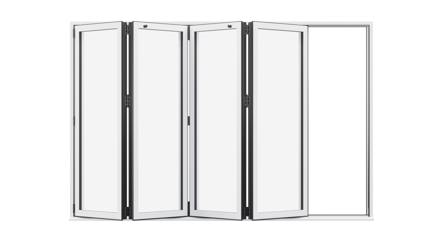 White Aluminium Bifolding Door - 4000mm x 2100mm - All Folding to the Left | 4-4-0