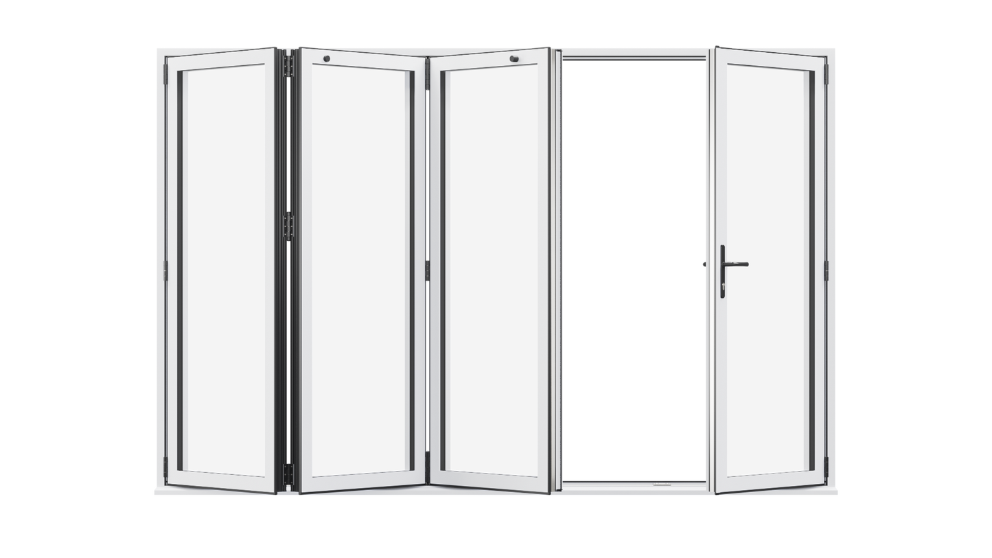 White Aluminium Bifolding Door - 4000mm x 2100mm - One Master to Right, Three Folding to the Left | 4-3-1