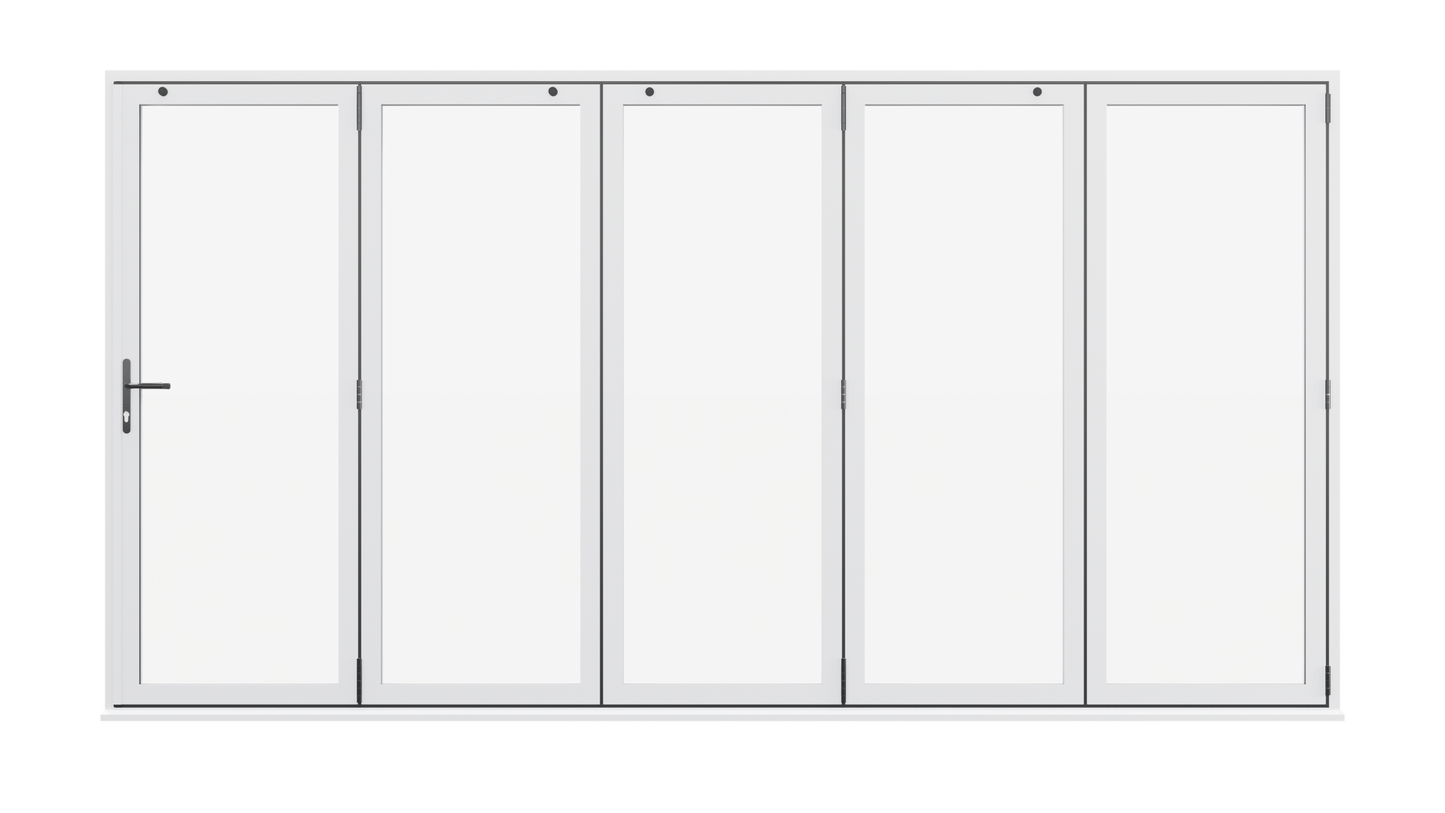 White Aluminium Bifolding Door - 5000mm x 2100mm - All Folding to the Right | 5-5-0