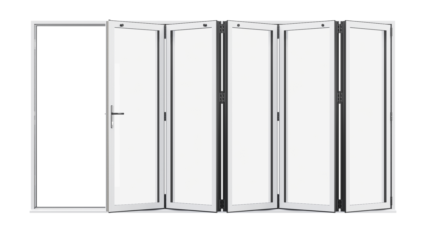 White Aluminium Bifolding Door - 5000mm x 2100mm - All Folding to the Right | 5-5-0