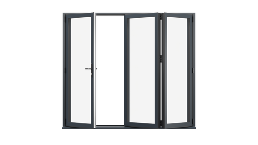 Open View - Anthracite Grey Aluminium Bifold Door - 2100mm x 2100mm - One Master to Left, Two Folding to the Right | 3-2-1