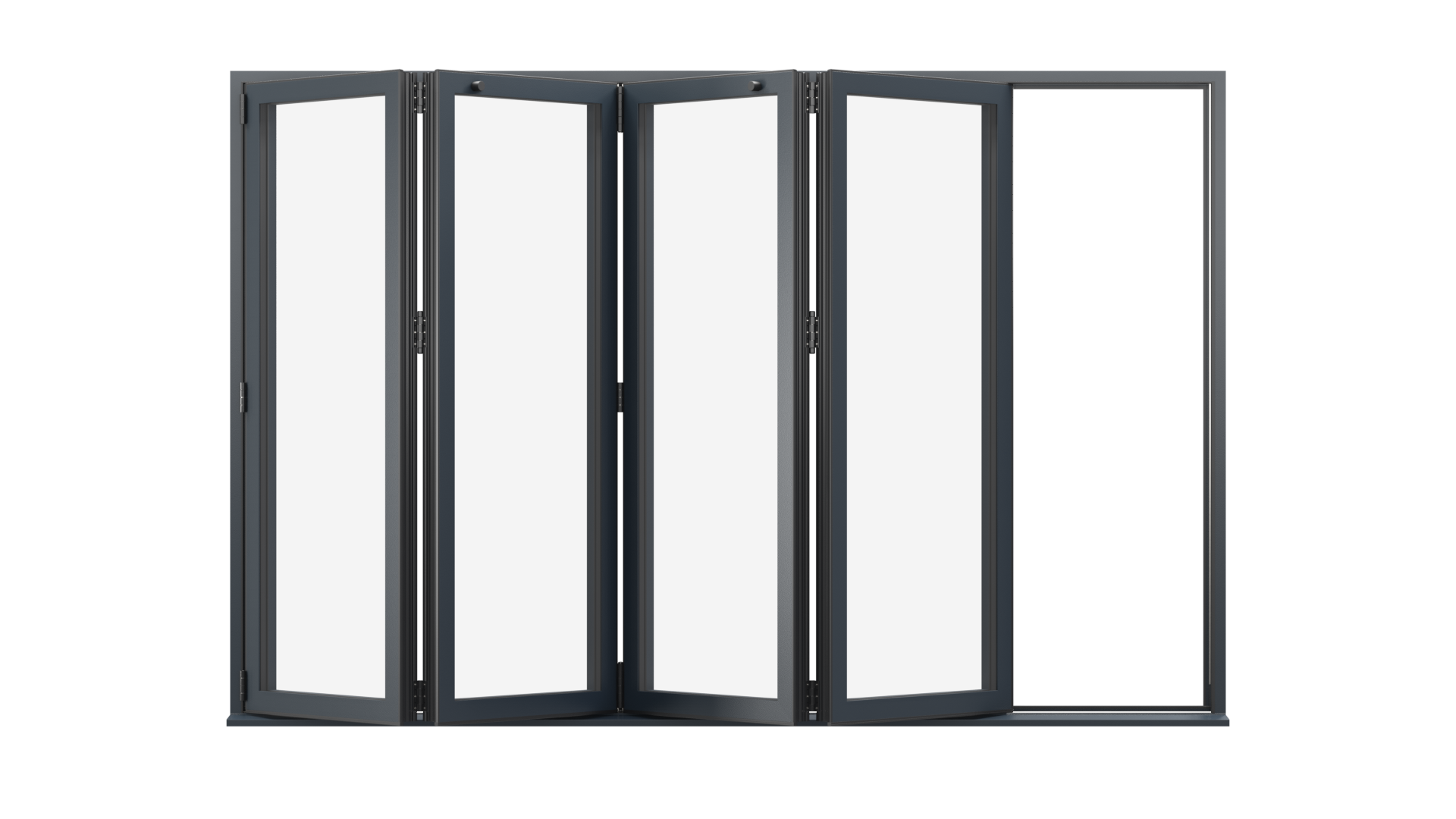 Open View - Anthracite Grey Aluminium Bifolding Door - 4000mm x 2100mm - All Folding to the Left | 4-4-0