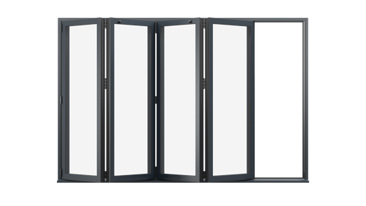 Open View - Anthracite Grey Aluminium Bifolding Door - 4000mm x 2100mm - All Folding to the Left | 4-4-0