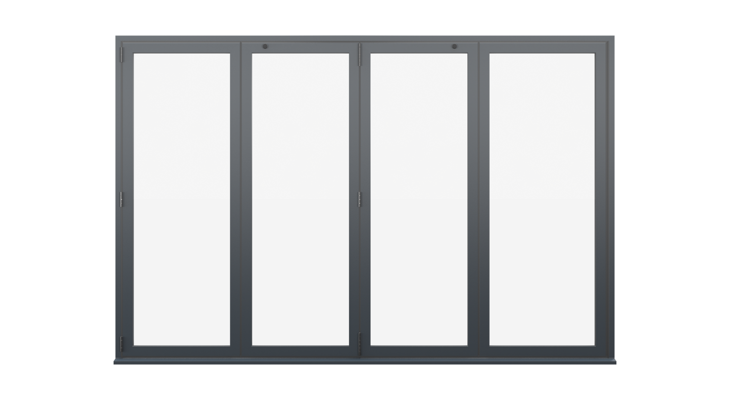 Closed View - Anthracite Grey Aluminium Bifolding Door - 4000mm x 2100mm - All Folding to the Left | 4-4-0