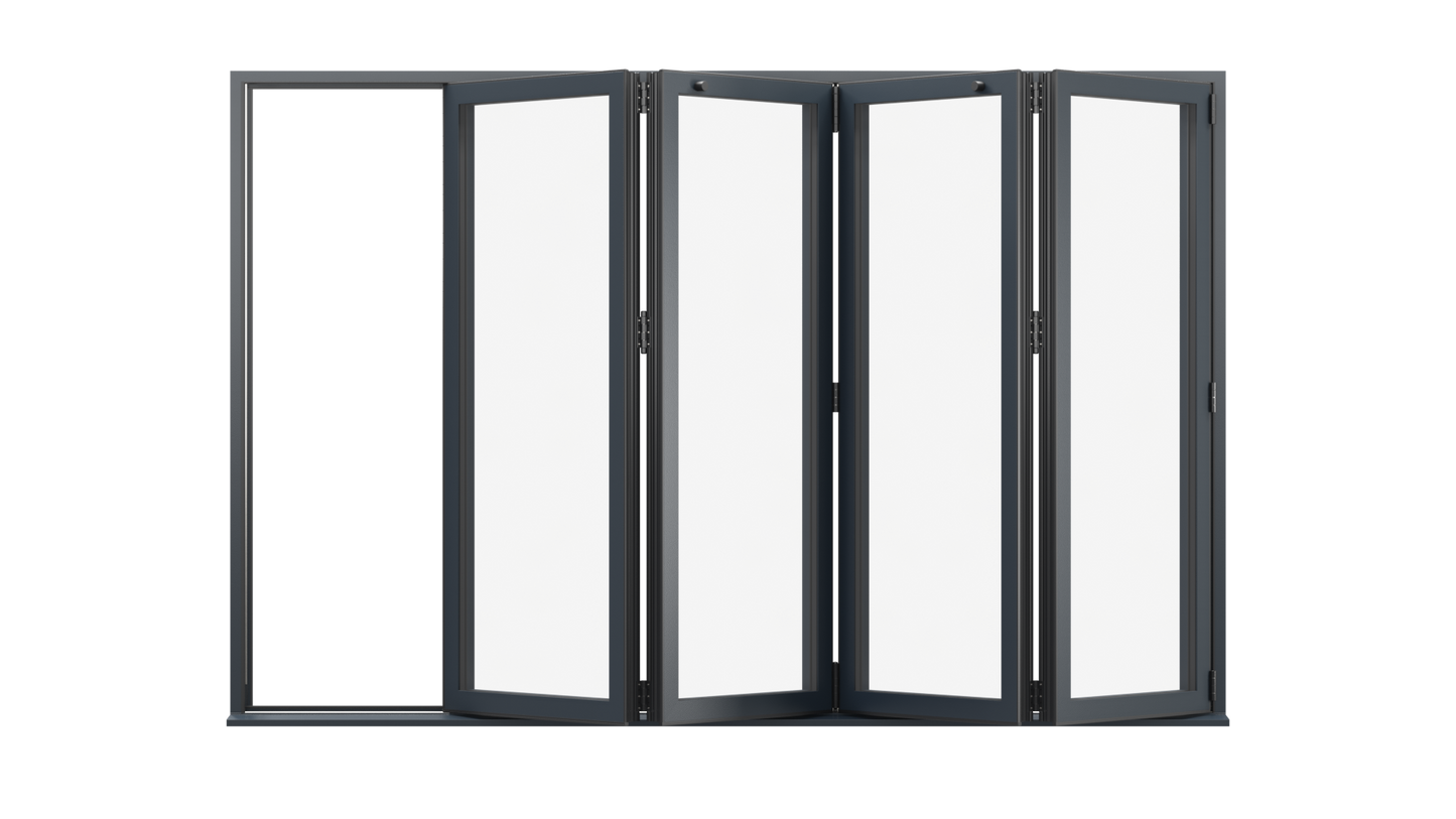 Open View - Anthracite Grey Aluminium Bifolding Door - 4500mm x 2100mm - All Folding to the Right | 4-4-0