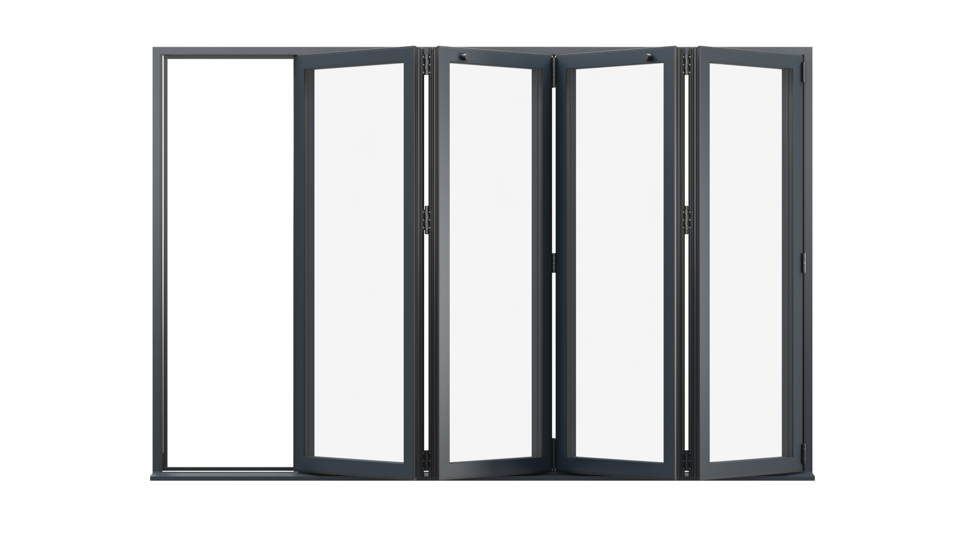 Open View - Anthracite Grey Aluminium Bifolding Door - 4500mm x 2100mm - All Folding to the Right | 4-4-0