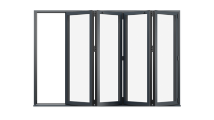Open View - Anthracite Grey Aluminium Bifolding Door - 4500mm x 2100mm - All Folding to the Right | 4-4-0