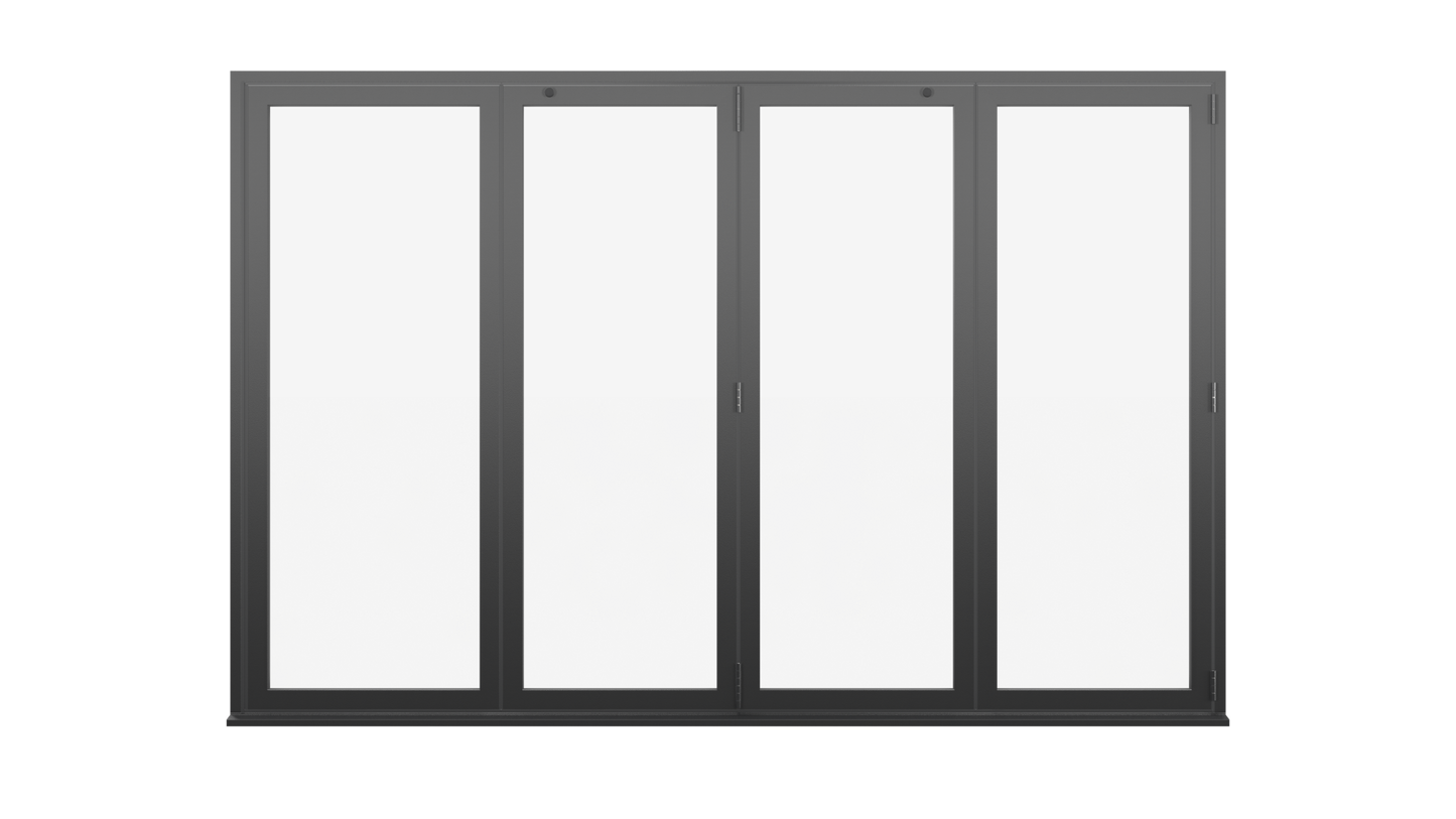 Jet Black Aluminium Bifolding Door - 3600mm x 2100mm - All Folding to the Right | 4-4-0