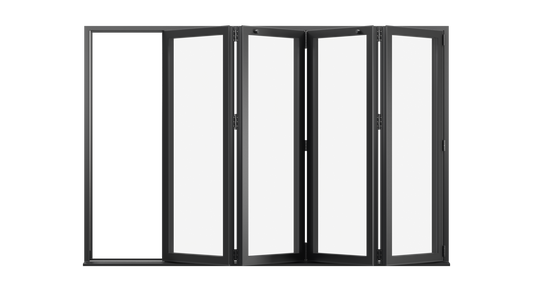Jet Black Aluminium Bifolding Door - 4500mm x 2100mm - All Folding to the Right | 4-4-0