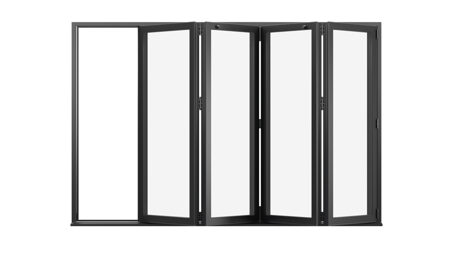Jet Black Aluminium Bifolding Door - 3600mm x 2100mm - All Folding to the Right | 4-4-0
