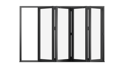 Jet Black Aluminium Bifolding Door - 3600mm x 2100mm - All Folding to the Right | 4-4-0