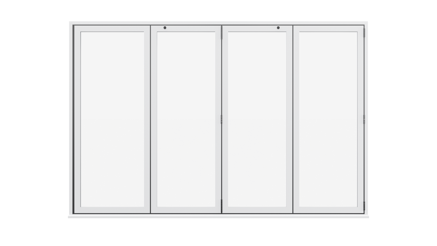 White Aluminium Bifolding Door - 4000mm x 2100mm - All Folding to the Right | 4-4-0