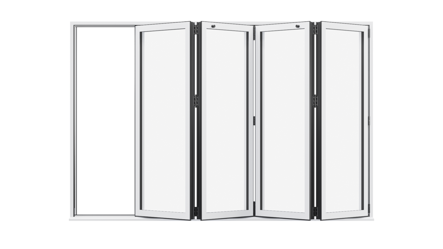 White Aluminium Bifolding Door - 4000mm x 2100mm - All Folding to the Right | 4-4-0