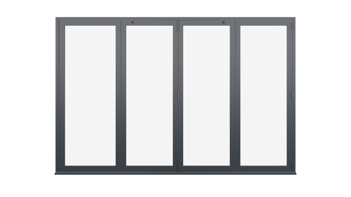 Closed View - Anthracite Grey Aluminium Bifolding Door - 4500mm x 2100mm - All Folding to the Right | 4-4-0