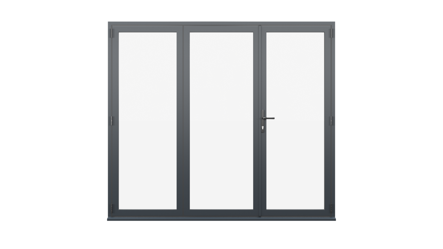 Closed View - Anthracite Grey Aluminium Bifold Door - 2400mm x 2100mm - One Master to Right, Two Folding to the Left | 3-2-1