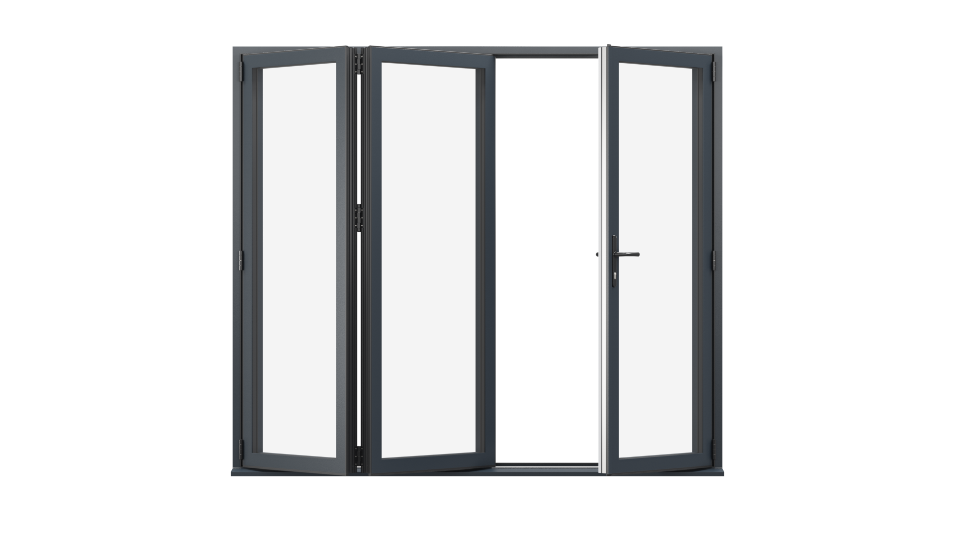 Open View - Anthracite Grey Aluminium Bifold Door - 2400mm x 2100mm - One Master to Right, Two Folding to the Left | 3-2-1