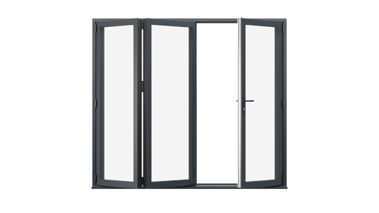 Open View - Anthracite Grey Aluminium Bifold Door - 2400mm x 2100mm - One Master to Right, Two Folding to the Left | 3-2-1