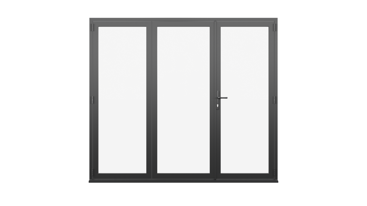 Jet Black Aluminium Bifolding Door - 1800mm x 2100mm - One Master to Right, Two Folding to the Left | 3-2-1