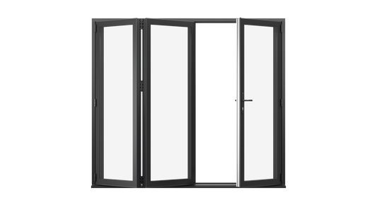 Jet Black Aluminium Bifolding Door - 2400mm x 2100mm - One Master to Right, Two Folding to the Left | 3-2-1