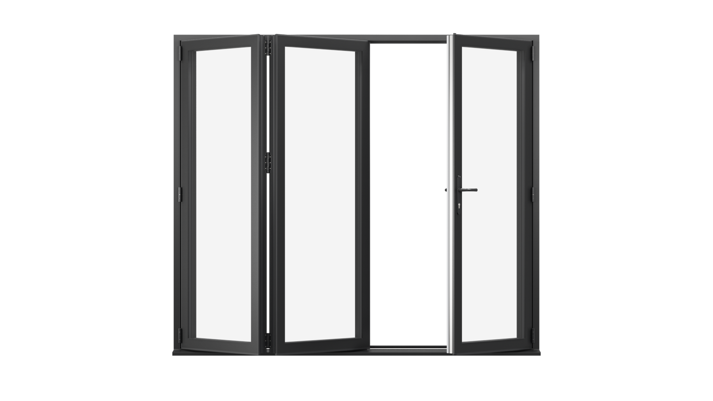 Jet Black Aluminium Bifolding Door - 1800mm x 2100mm - One Master to Right, Two Folding to the Left | 3-2-1