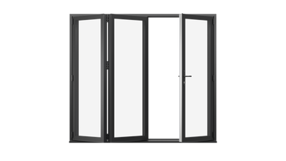 Jet Black Aluminium Bifolding Door - 1800mm x 2100mm - One Master to Right, Two Folding to the Left | 3-2-1