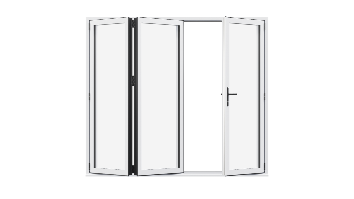 White Aluminium Bifolding Door - 2400mm x 2100mm - One Master to Right, Two Folding to the Left | 3-2-1