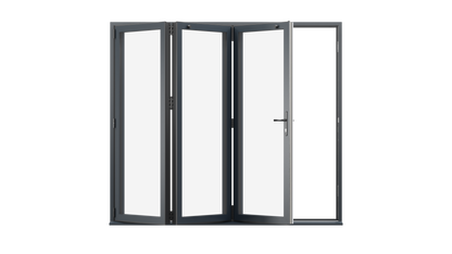 Open View - Anthracite Grey Aluminium Bifold Door - 1800mm x 2100mm - All Folding to the Left | 3-3-0