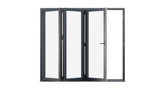 Open View - Anthracite Grey Aluminium Bifold Door - 1800mm x 2100mm - All Folding to the Left | 3-3-0