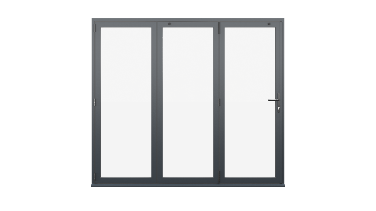 Closed View - Anthracite Grey Aluminium Bifold Door - 1800mm x 2100mm - All Folding to the Left | 3-3-0