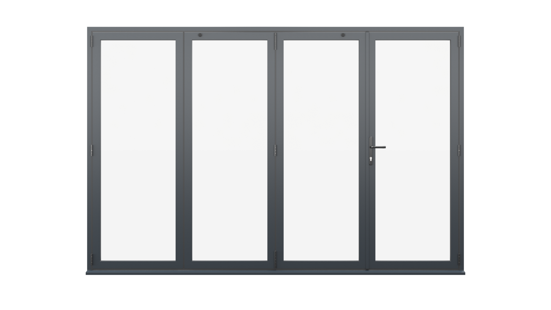Closed View - Anthracite Grey Aluminium Bifolding Door - 3000mm x 2100mm - One Master to Right, Three Folding to the Left | 4-3-1