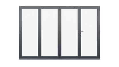 Closed View - Anthracite Grey Aluminium Bifolding Door - 3000mm x 2100mm - One Master to Right, Three Folding to the Left | 4-3-1