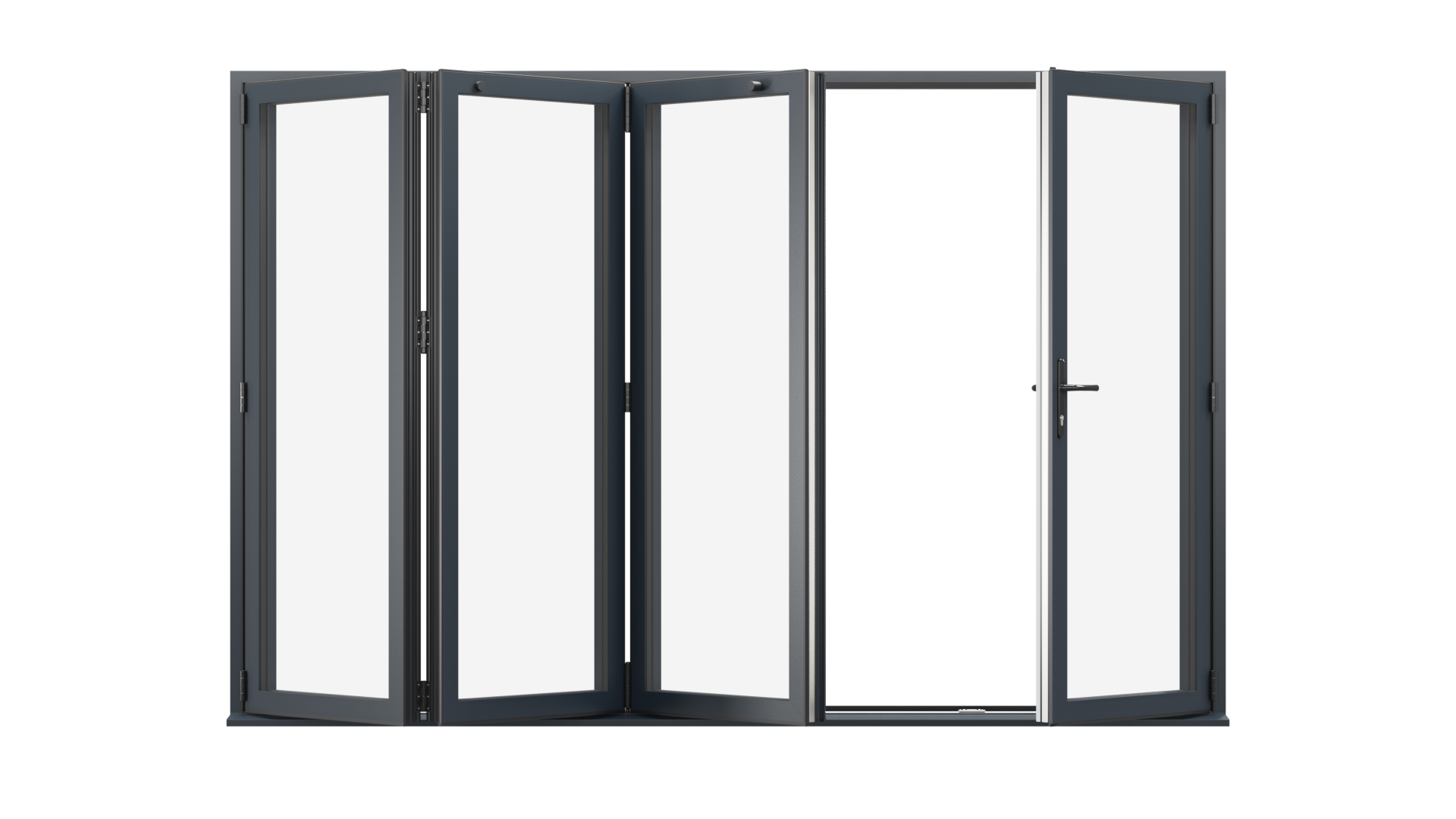 Open View - Anthracite Grey Aluminium Bifolding Door - 3000mm x 2100mm - One Master to Right, Three Folding to the Left | 4-3-1
