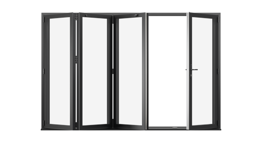 Jet Black Aluminium Bifolding Door - 4000mm x 2100mm - One Master to Right, Three Folding to the Left | 4-3-1
