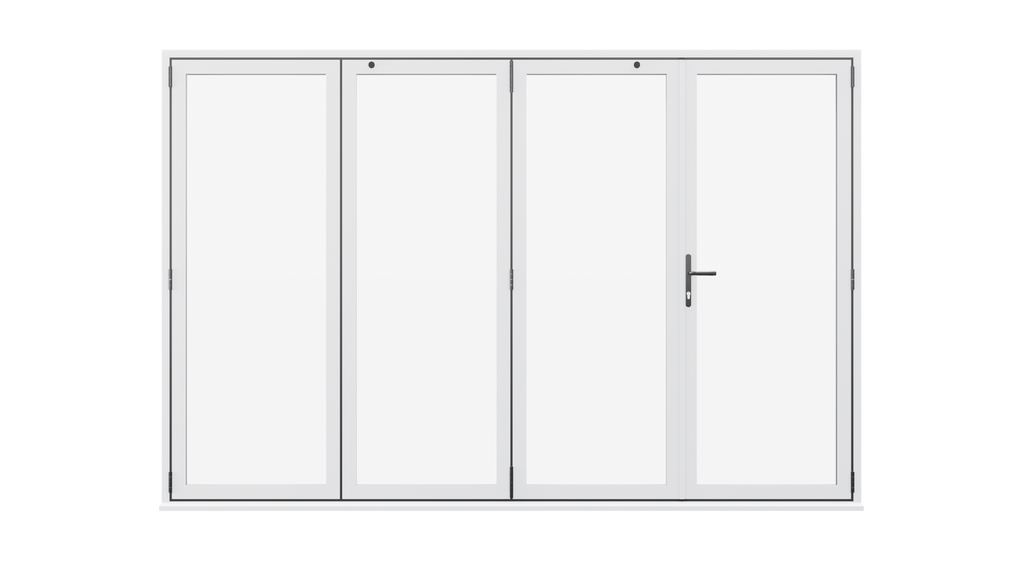 White Aluminium Bifolding Door - 4000mm x 2100mm - One Master to Right, Three Folding to the Left | 4-3-1