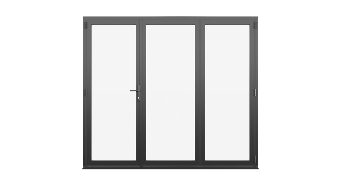 Jet Black Aluminium Bifolding Door - 3000mm x 2100mm - One Master to Left, Two Folding to the Right | 3-2-1