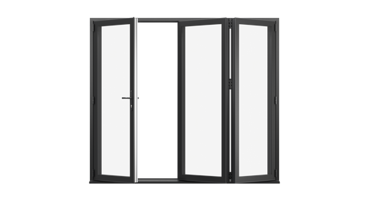 Jet Black Aluminium Bifolding Door - 2400mm x 2100mm - One Master to Left, Two Folding to the Right | 3-2-1