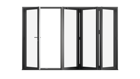 Jet Black Aluminium Bifolding Door - 4000mm x 2100mm - One Master to Left, Three Folding to the Right | 4-3-1