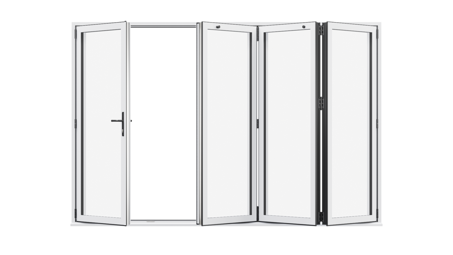 White Aluminium Bifolding Door - 3000mm x 2100mm - One Master to Left, Three Folding to the Right | 4-3-1
