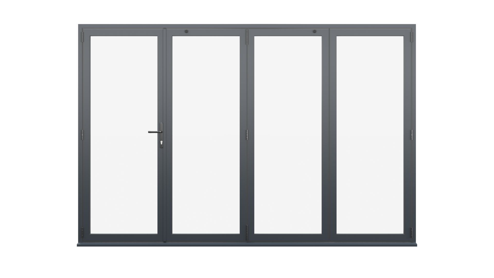 Clsoed View - Anthracite Grey Aluminium Bifolding Door - 4000mm x 2100mm - One Master to Left, Three Folding to the Right | 4-3-1