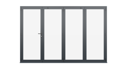 Clsoed View - Anthracite Grey Aluminium Bifolding Door - 4000mm x 2100mm - One Master to Left, Three Folding to the Right | 4-3-1