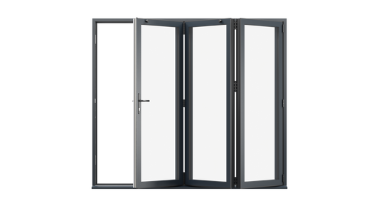 Open View - Anthracite Grey Aluminium Bifold Door - 2100mm x 2100mm - All Folding to the Right | 3-3-0