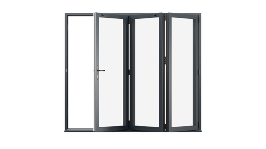 Open View - Anthracite Grey Aluminium Bifold Door - 1800mm x 2100mm - All Folding to the Right | 3-3-0