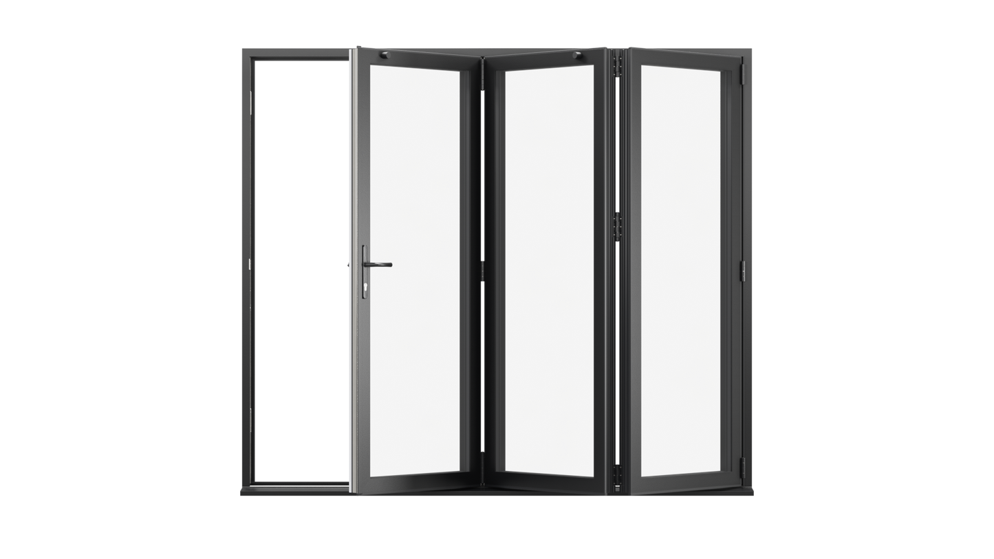 Jet Black Aluminium Bifolding Door - 2100mm x 2100mm – All Folding to the Right | 3-3-0