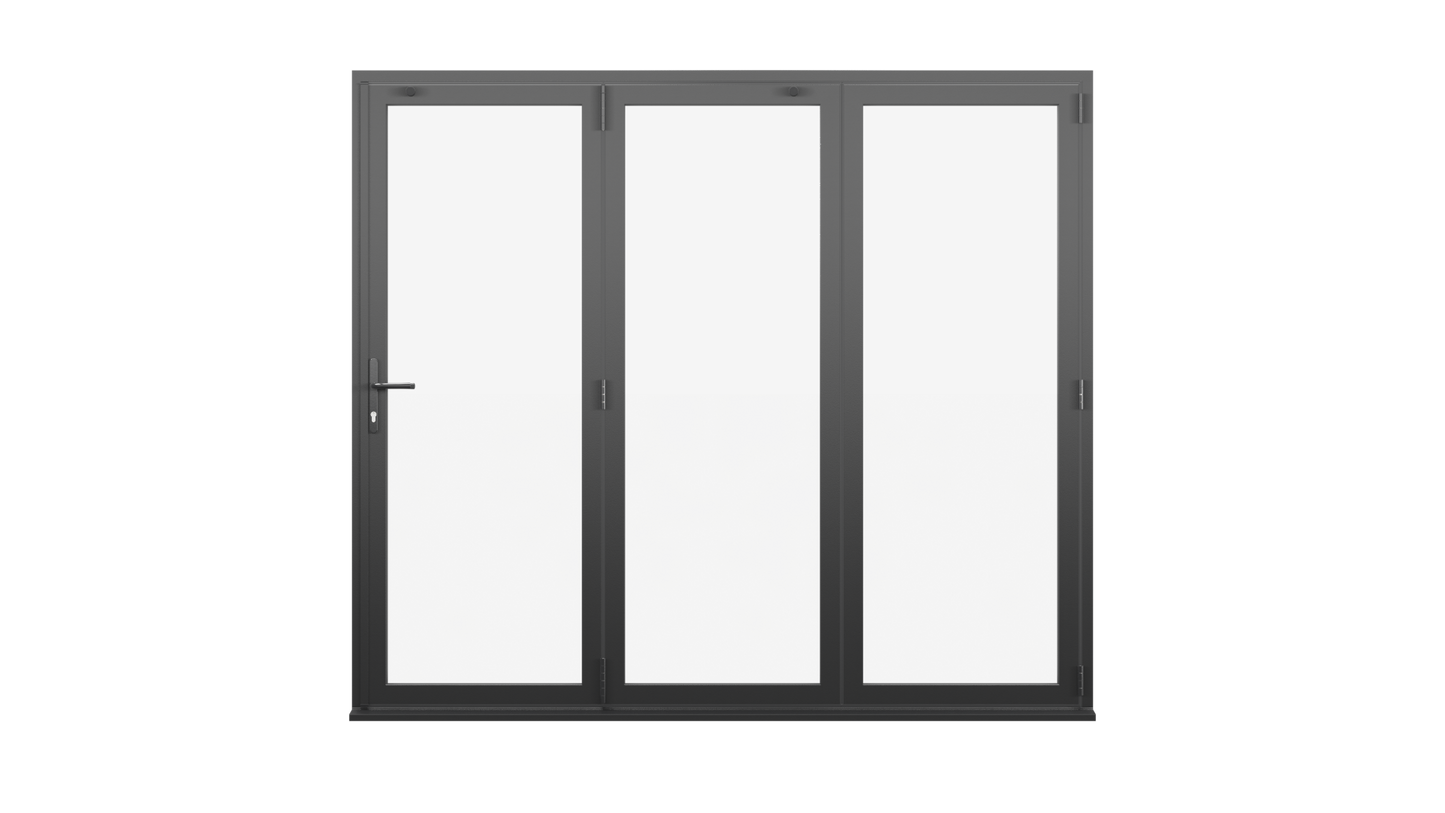 Jet Black Aluminium Bifolding Door - 2100mm x 2100mm – All Folding to the Right | 3-3-0