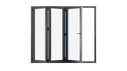 Open View - Anthracite Grey Aluminium Bifold Door - 3000mm x 2100mm - All Folding to the Left | 3-3-0