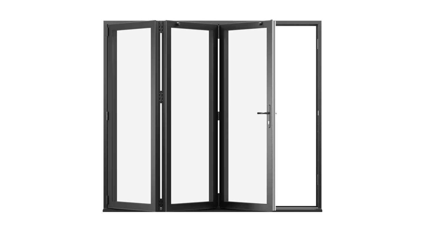Jet Black Aluminium Bifolding Door - 2400mm x 2100mm – All Folding to the Left | 3-3-0