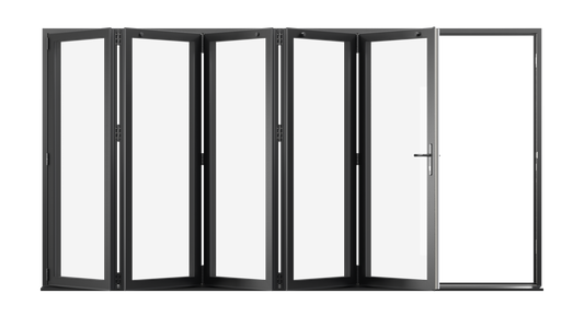 Jet Black Aluminium Bifolding Door - 4500mm x 2100mm - All Folding to the Left | 5-5-0