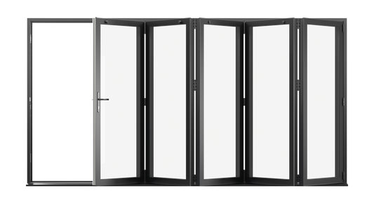 Jet Black Aluminium Bifolding Door - 4500mm x 2100mm - All Folding to the Right | 5-5-0